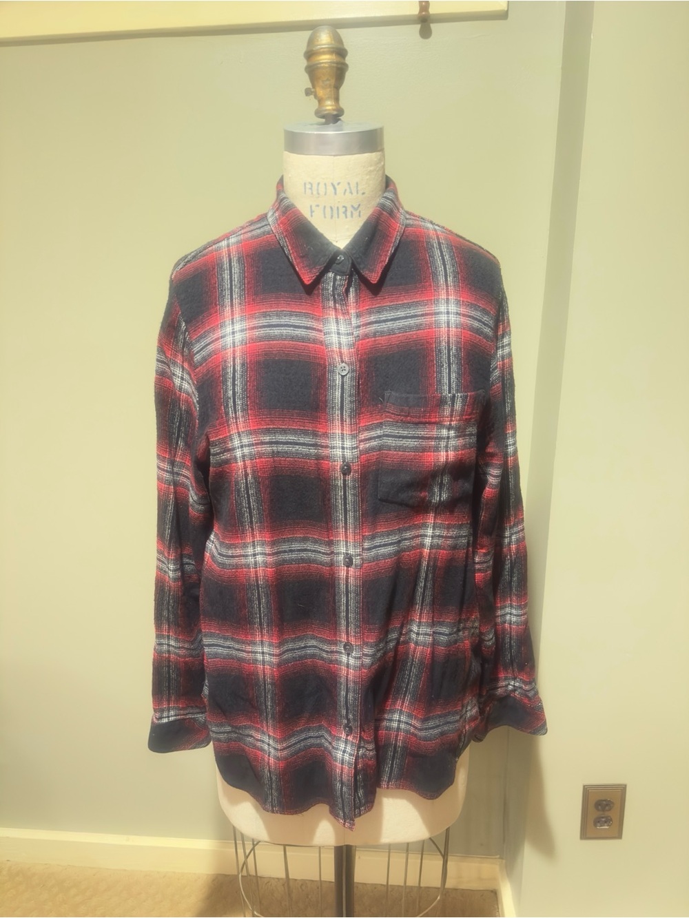 Madewell Brand- Red and Black Plaid Button-Up Shirt